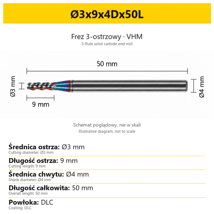 TriMill DLC AL — Ø3x9x4Dx50L