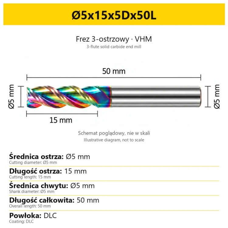 TriMill DLC AL — Ø5x15x5Dx50L
