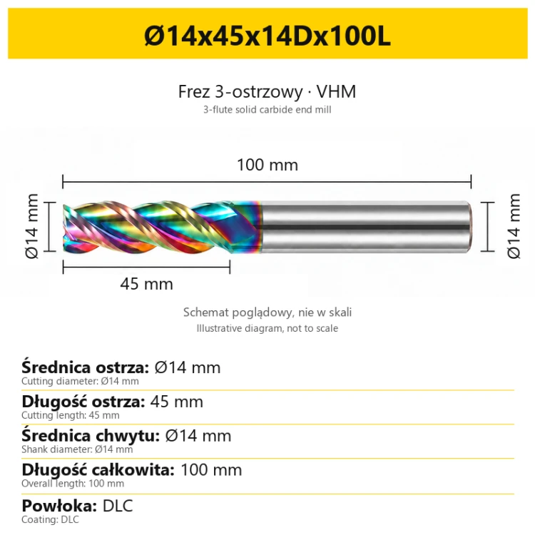 TriMill DLC AL — Ø14x45x14Dx100L