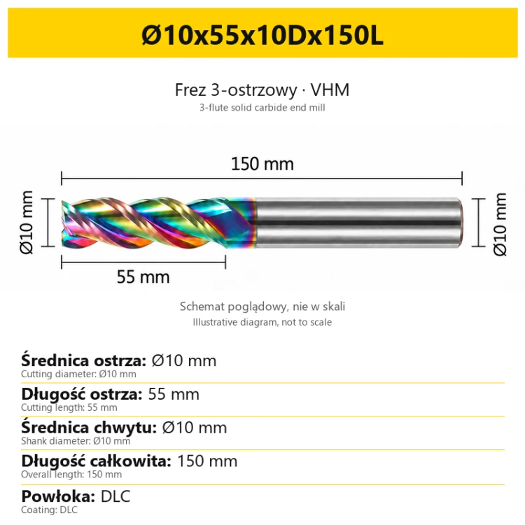 TriMill DLC AL — Ø10x55x10Dx150L