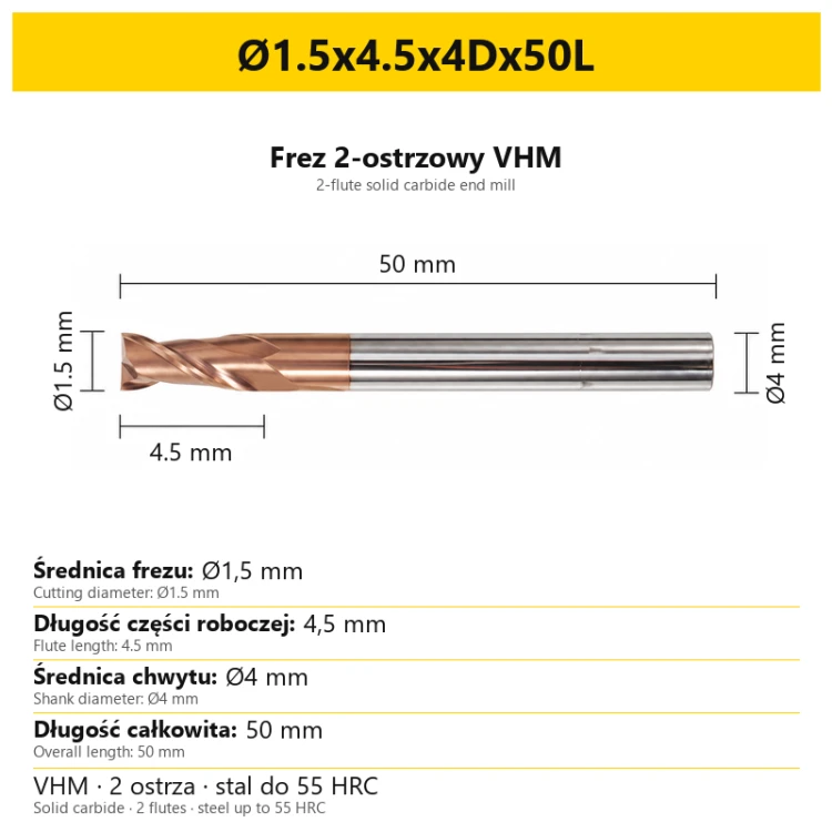 Ø1.5x4.5x4Dx50L