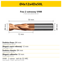 Ø4x12x4Dx50L