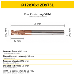 Ø12x30x12Dx75L