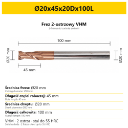 Ø20x45x20Dx100L