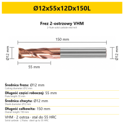 Ø12x55x12Dx150L