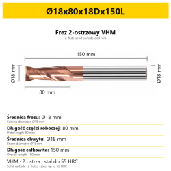 Ø18x80x18Dx150L