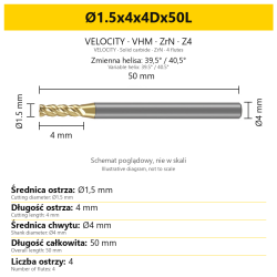 VELOCITY Ø1.5x4x4Dx50L — PL + EN