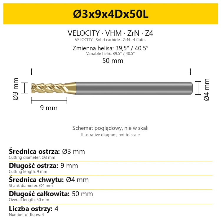 VELOCITY Ø3x9x4Dx50L — PL + EN