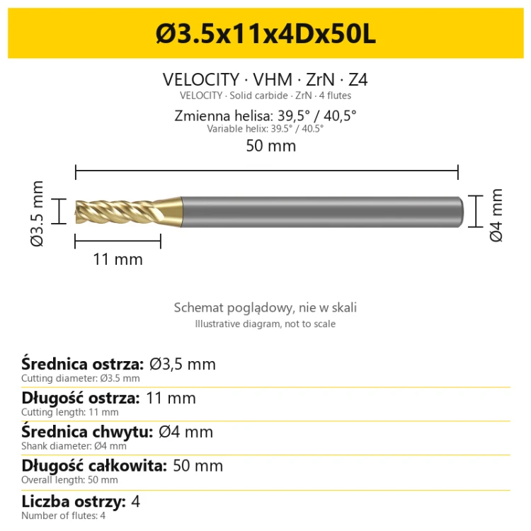 VELOCITY Ø3.5x11x4Dx50L — PL + EN