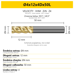 VELOCITY Ø4x12x4Dx50L — PL + EN