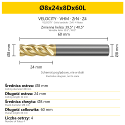 VELOCITY Ø8x24x8Dx60L — PL + EN