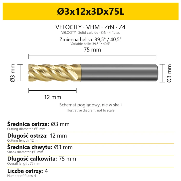 VELOCITY Ø3x12x3Dx75L — PL + EN