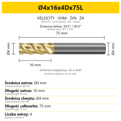 VELOCITY Ø4x16x4Dx75L — PL + EN