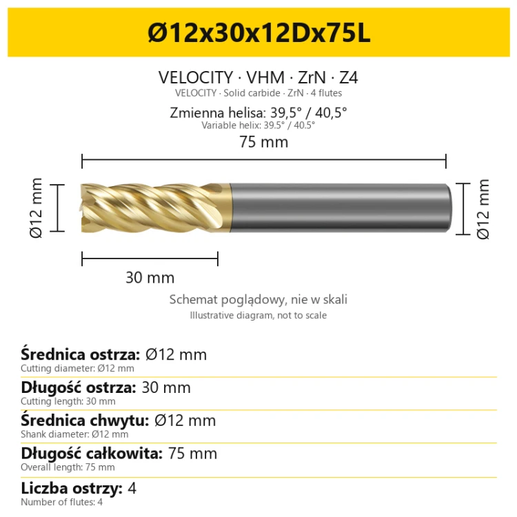 VELOCITY Ø12x30x12Dx75L — PL + EN