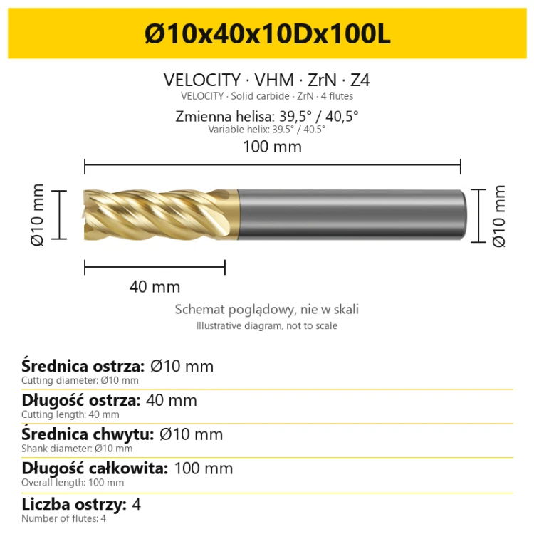 VELOCITY Ø10x40x10Dx100L — PL + EN