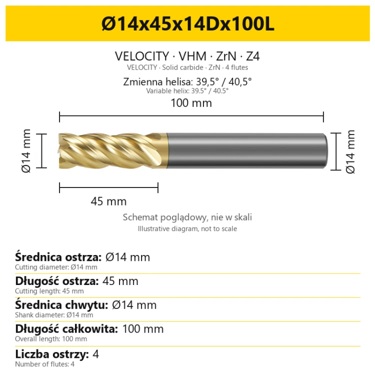 VELOCITY Ø14x45x14Dx100L — PL + EN