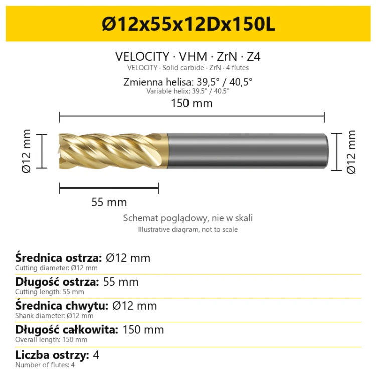 VELOCITY Ø12x55x12Dx150L — PL + EN