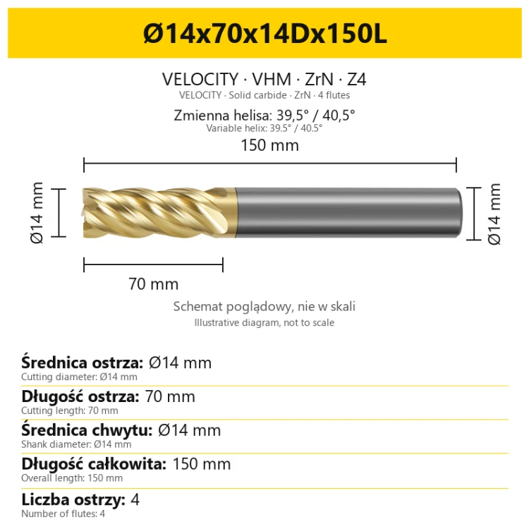 VELOCITY Ø14x70x14Dx150L — PL + EN