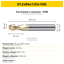 Ø12xR6x12Dx100L