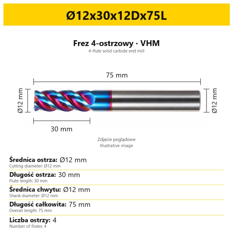 Ø12x30x12Dx75L