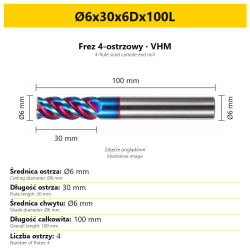 Ø6x30x6Dx100L