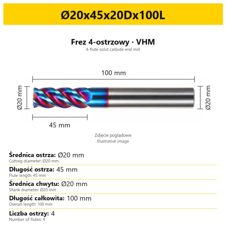 Ø20x45x20Dx100L