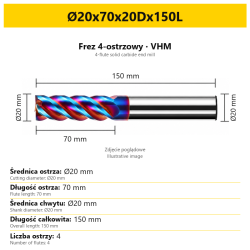 Ø20x70x20Dx150L