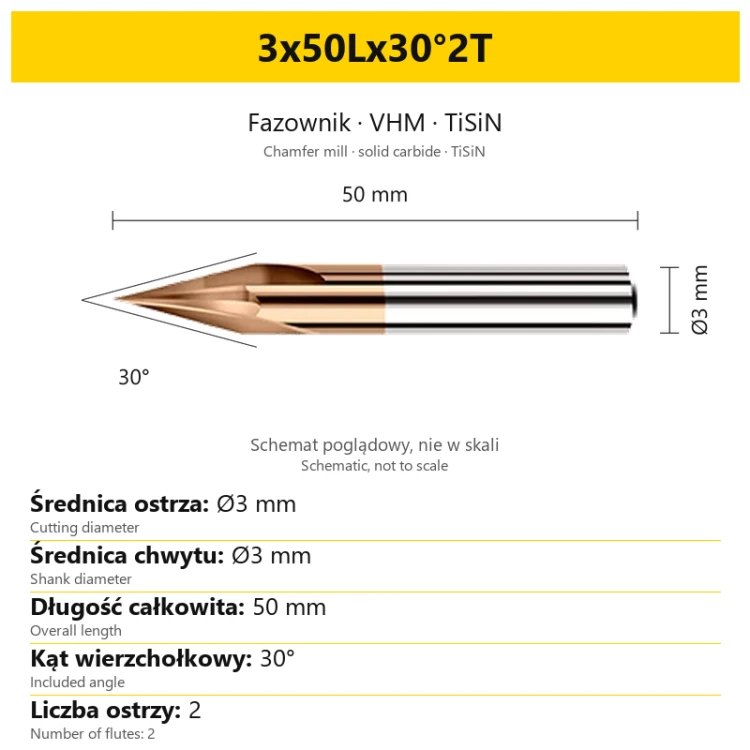 Fazownik VHM TiSiN 3x50Lx30°2T