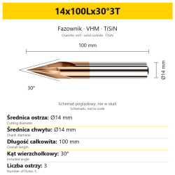 Fazownik VHM TiSiN 14x100Lx30°3T