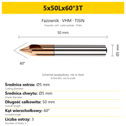 Fazownik VHM TiSiN 5x50Lx60°3T