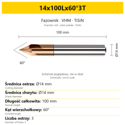 Fazownik VHM TiSiN 14x100Lx60°3T