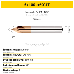 Fazownik VHM TiSiN 6x100Lx60°3T