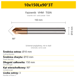 Fazownik VHM TiSiN 10x150Lx90°3T