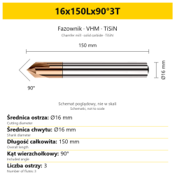 Fazownik VHM TiSiN 16x150Lx90°3T