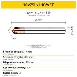 Fazownik VHM TiSiN 10x75Lx110°x3T