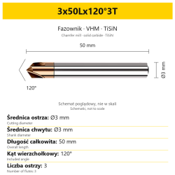 Fazownik VHM TiSiN 3x50Lx120°3T