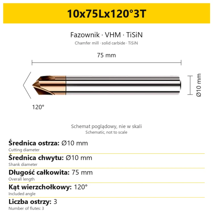Fazownik VHM TiSiN 10x75Lx120°3T