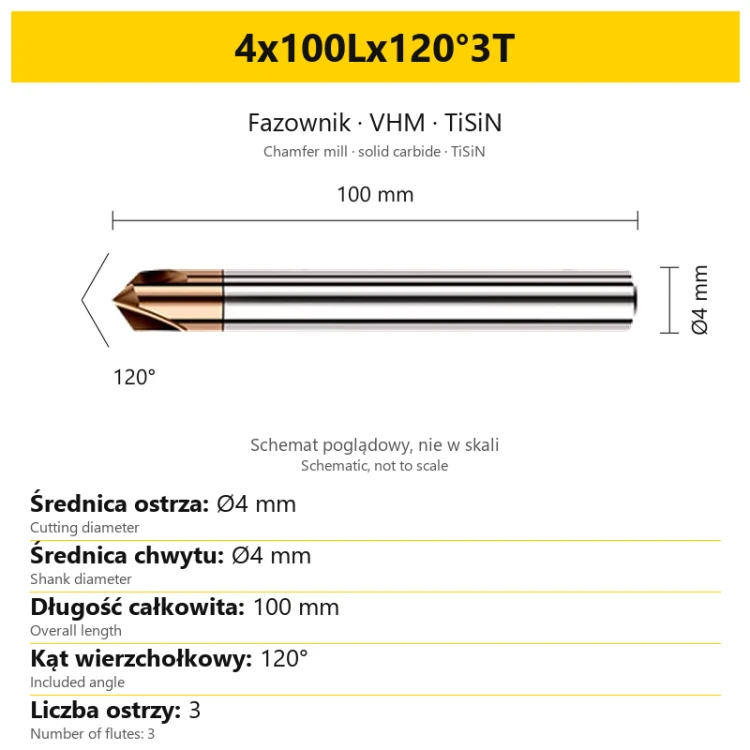 Fazownik VHM TiSiN 4x100Lx120°3T