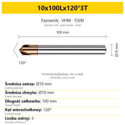 Fazownik VHM TiSiN 10x100Lx120°3T