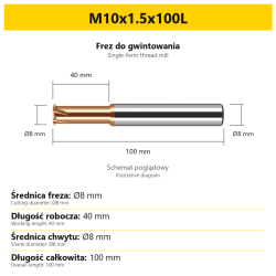 Single-form thread mill — M10x1.5x100L — PL/EN