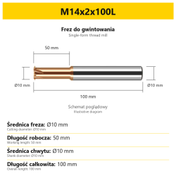 Frez do gwintowania 441 — M14x2x100L — PL/EN