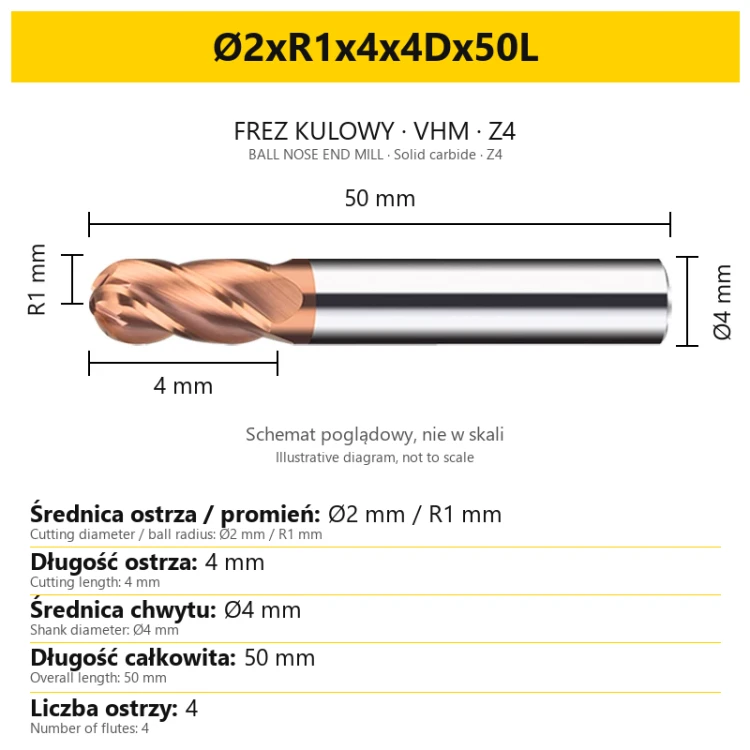 BallMill Z4-T Ø2xR1x4x4Dx50L — PL + EN