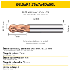 BallMill Z4-T Ø3.5xR1.75x7x4Dx50L — PL + EN