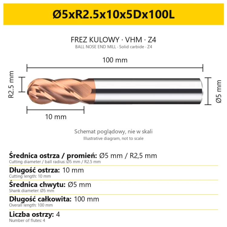 BallMill Z4-T Ø5xR2.5x10x5Dx100L — PL + EN