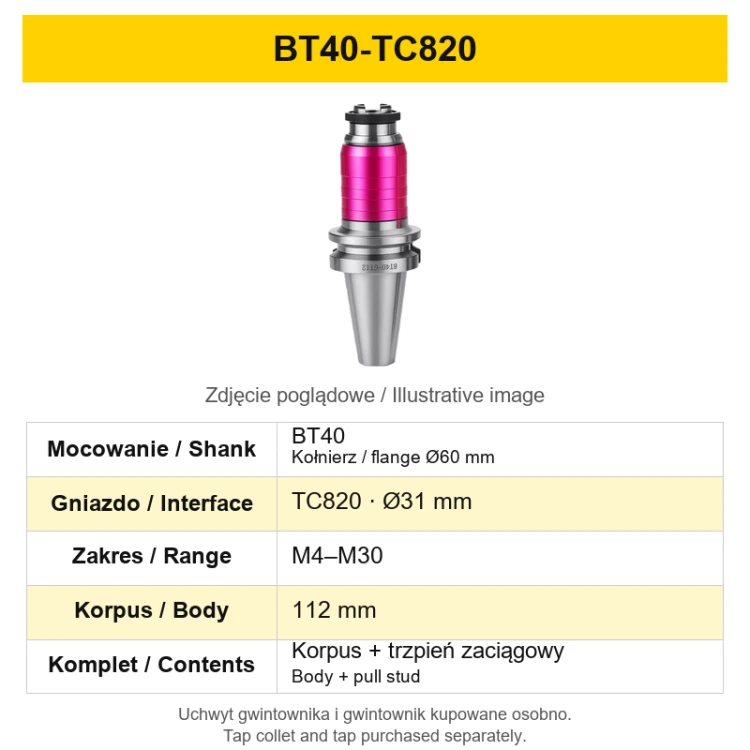 BT40-TC820 – variant technical card