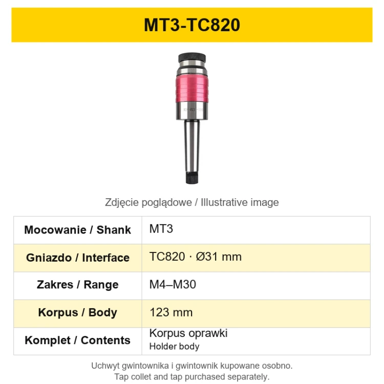 MT3-TC820 – variant technical card