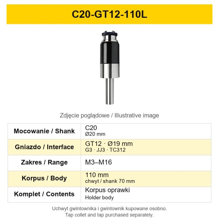C20-GT12-110L – variant technical card