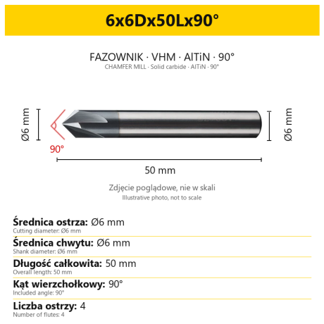 Go to product 4-Flute 90° Carbide Chamfer Mill - AlTiN