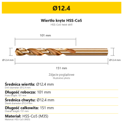 Wiertło HSS-Co5 57 — Ø12.4 — PL/EN