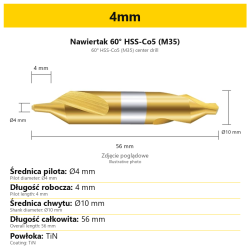 Nawiertak 4mm TiN — PL/EN
